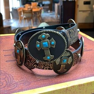 Western Cross turquoise concho belt